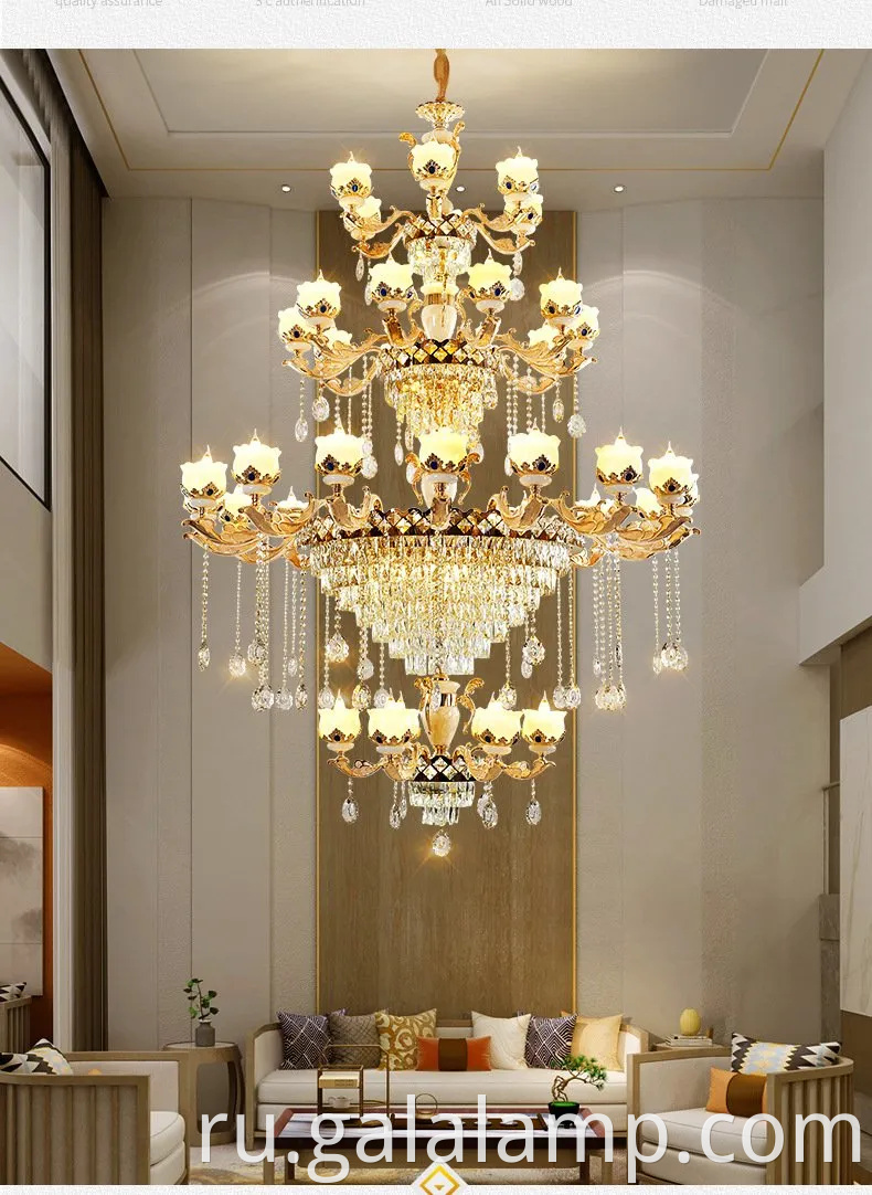 Европейский роскошный натуральный нефрит, хрустальная люстра, фары гостиной виллы